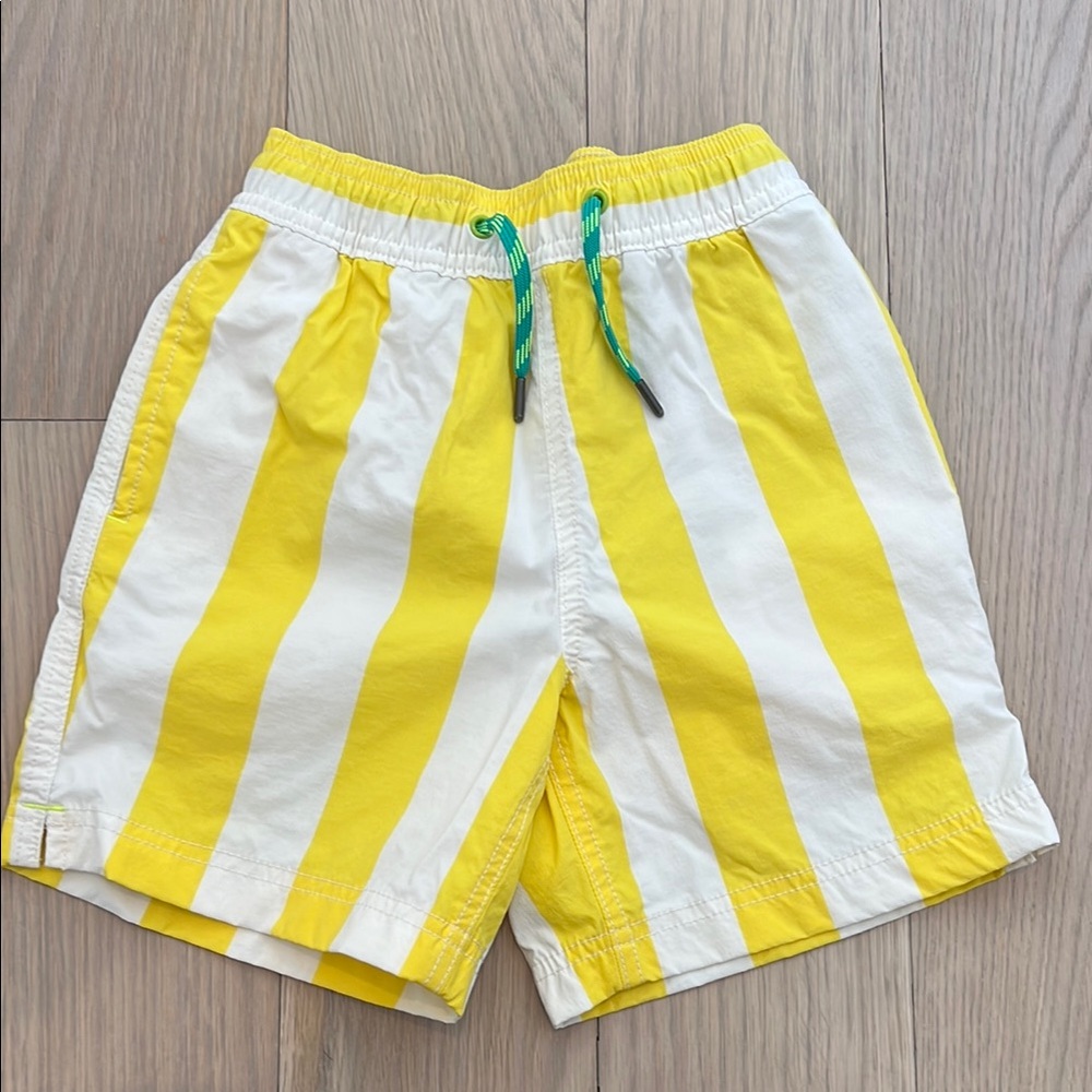 J. Crew Yellow and White Swim Trunks with Elastic Waistband